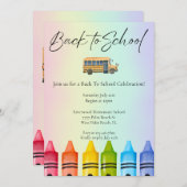 Waterverf schoolbus Rainbow Terug naar school Kaart (Voorkant / Achterkant)