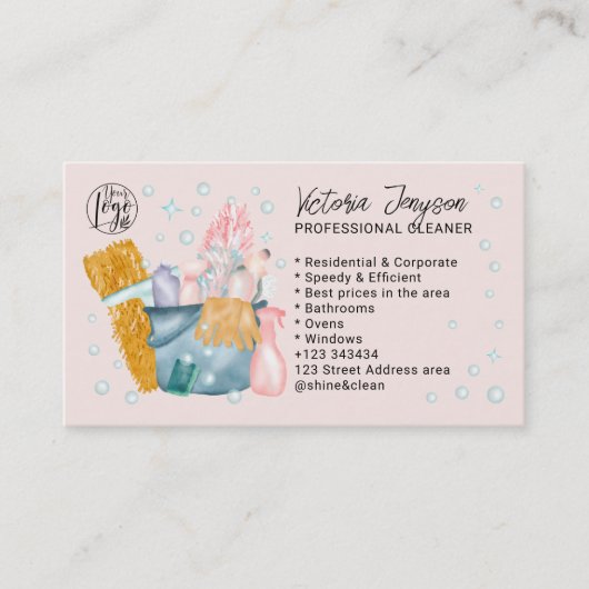 Waterverf schoonmaakmachine voor huishoudelijke sc visitekaartje (Voorkant)