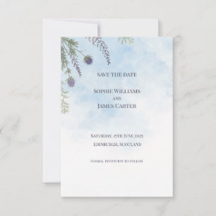 Waterverf Schotse Distel Heather Huwelijk Bewaar Save The Date