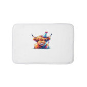 Waterverf Schotse Hoogland Koe Verjaardag Essentia Badmat (Voorkant)