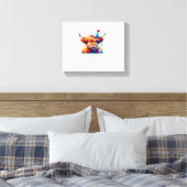 Waterverf Schotse Hoogland Koe Verjaardag Essentia Canvas Afdruk (Insitu (Slaapkamer))