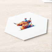 Waterverf Schotse Hoogland Koe Verjaardag Essentia Kartonnen Onderzetters (Schuin)