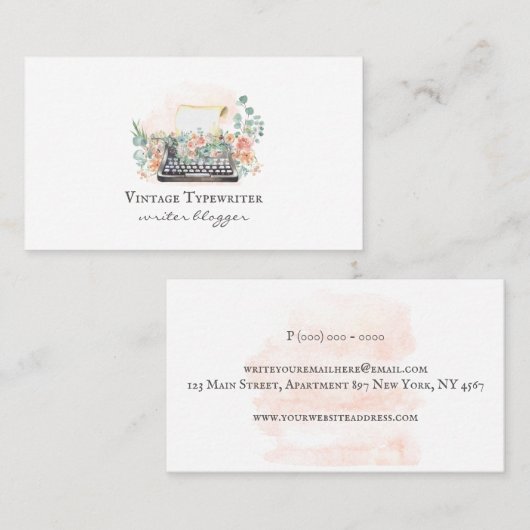 Waterverf Schrijfmachine voor schrijfmachine Visitekaartje (Voorkant / Achterkant)