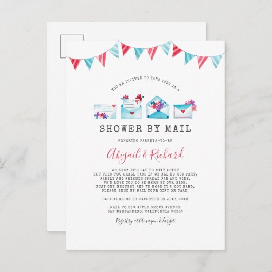 Waterverf schrijft lange afstanden per post uitnodiging briefkaart (Voorkant / Achterkant)