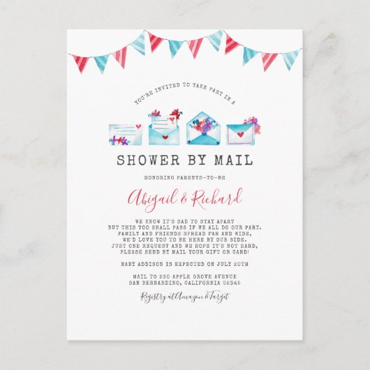 Waterverf schrijft lange afstanden per post uitnodiging briefkaart (Voorkant)