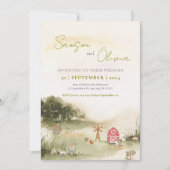 Waterverf Schuur illustratie boerderij huis bruilo Kaart (Voorkant)