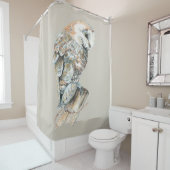 Waterverf Schuur Uil Vogel Aangepaste achtergrond  Douchegordijn (In situ)