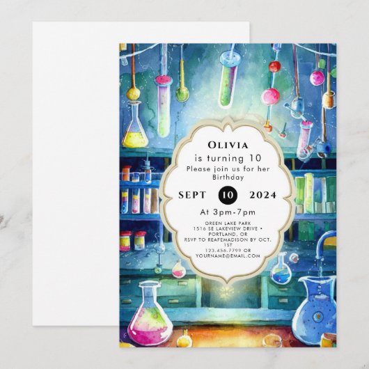 Waterverf Science Magic Scientist Verjaardag Kaart (Voorkant / Achterkant)