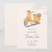 Waterverf  scooter kunstverjaardag kaart (Voorkant / Achterkant)