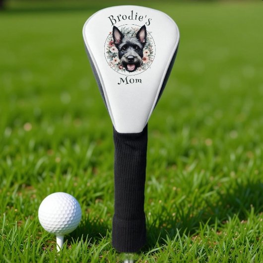 Waterverf Scottie en Floral Wreath Golfheadcover