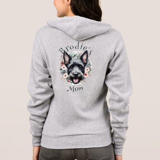 Waterverf Scottie en Floral Wreath Hoodie (Achterkant)