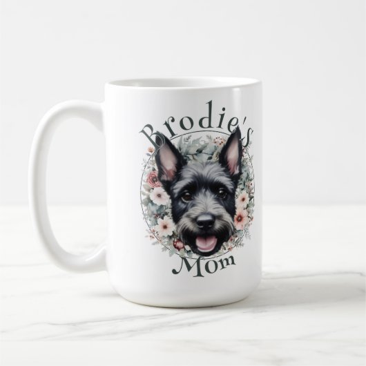 Waterverf Scottie en Floral Wreath Koffiemok (Links)