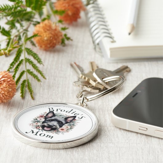 Waterverf Scottie en Floral Wreath Sleutelhanger (Zijkant)