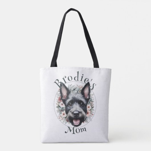 Waterverf Scottie en Floral Wreath Tote Bag (Achterkant)