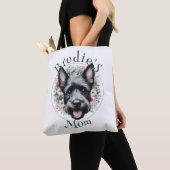 Waterverf Scottie en Floral Wreath Tote Bag (Dichtbij)