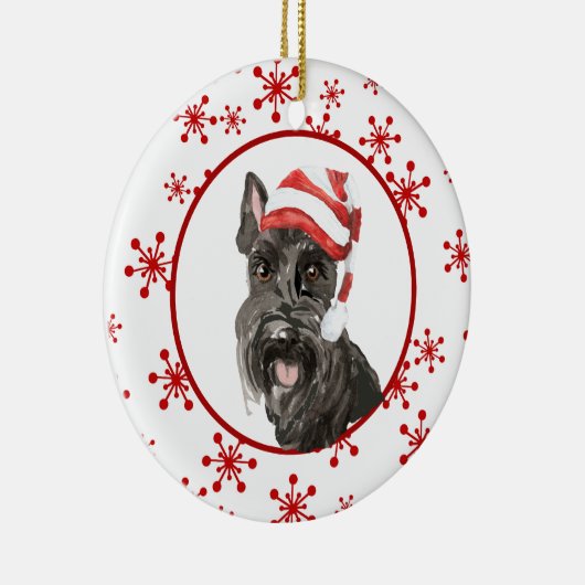 Waterverf Scottish Terrier Santa Hat Snowflake Keramisch Ornament (Rechts)
