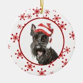 Waterverf Scottish Terrier Santa Hat Snowflake Keramisch Ornament (Voorkant)