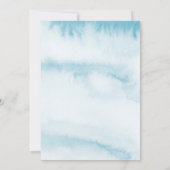Waterverf Script Baby shower Invitation in Blue Kaart (Achterkant)