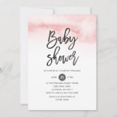 Waterverf Script Baby shower Invitation in Pink Kaart (Voorkant)