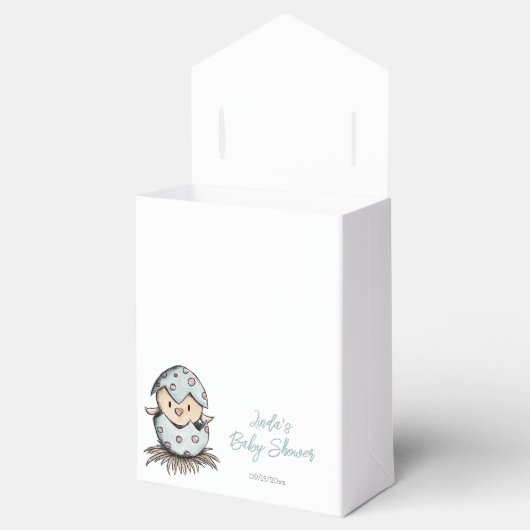 Waterverf Script Bird Genderneutraal Baby shower Bedankdoosjes (Geopend)