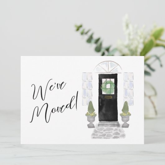 Waterverf Script Black Door We hebben verplaatst Aankondiging (Staand voorkant)