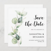 Waterverf Script Botanische bruiloft Bewaar de dat Save The Date (Voorkant / Achterkant)