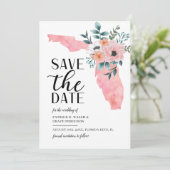 Waterverf Script Florida Destination Wedding Save The Date (Staand voorkant)