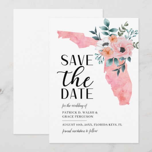 Waterverf Script Florida Destination Wedding Save The Date (Voorkant / Achterkant)