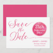 Waterverf Script Pink Save The Date (Voorkant / Achterkant)