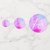 Waterverf Script Rainbow Pastel 18 Birthday Name Confetti (Voorkanten)