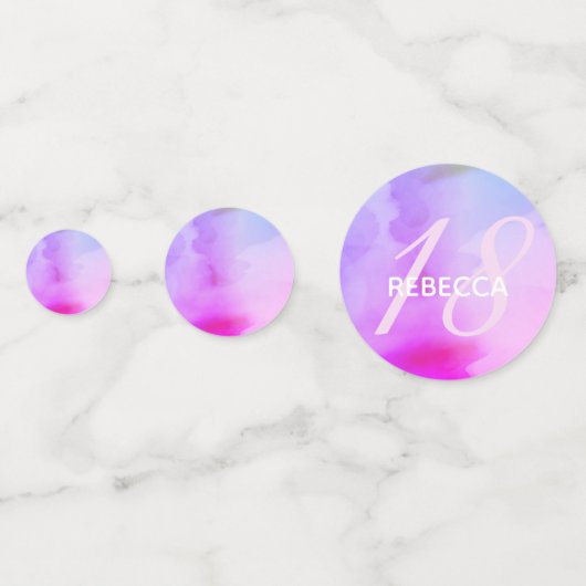 Waterverf Script Rainbow Pastel 18 Birthday Name Confetti (Voorkanten)