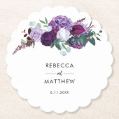 Waterverf Script Trouwgunst Floral Kartonnen Onderzetters (Voorkant)