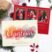 Waterverf Script Vrolijk Kerstfotokaartje Feestdagenkaart