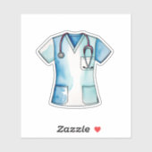 Waterverf scrubs en stethoscoop sticker (Vel)