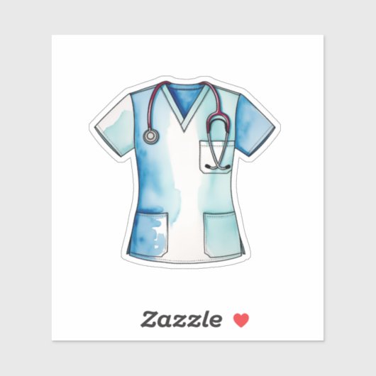 Waterverf scrubs en stethoscoop sticker (Vel)