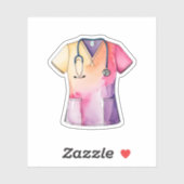 Waterverf scrubs en stethoscoop sticker (Vel)