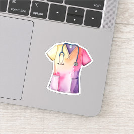 Waterverf scrubs en stethoscoop sticker