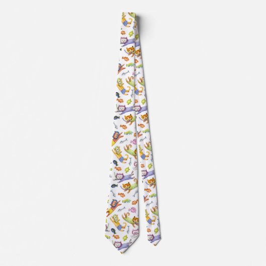 Waterverf Scuba Diving Cats Pattern Stropdas (Voorkant)