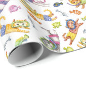 Waterverf Scuba-duikkattenpatroon Cadeaupapier (Rol Hoek)