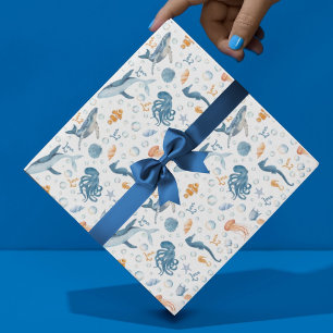 waterverf Sea You Soon Kust Baby Shower Inpakpapier Vel