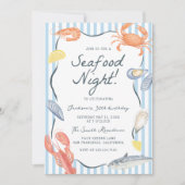 Waterverf Seafood Night Verjaardagsfeest Kaart (Voorkant)