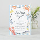 Waterverf Seafood Night Verjaardagsfeest Kaart (Staand voorkant)