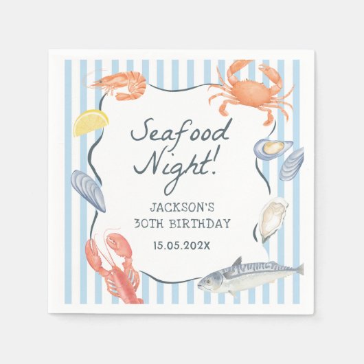 Waterverf Seafood Night Verjaardagsfeest Servet (Voorkant)