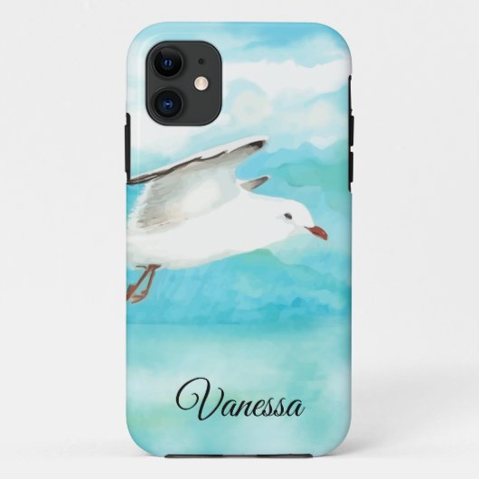 Waterverf Seagull Gull Bird Family Custom Name Case-Mate iPhone Case (Achterkant)