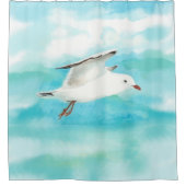 Waterverf Seagull Gull Bird in Rain art Douchegordijn (Voorkant)