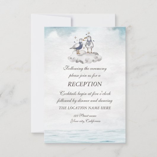 Waterverf Seagulls Beach Reception Kaart (Voorkant)