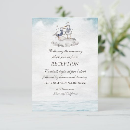 Waterverf Seagulls Beach Reception Kaart (Staand voorkant)