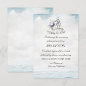 Waterverf Seagulls Beach Reception Kaart (Voorkant / Achterkant)