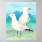 Waterverf Seagulls bij de Natuur van de vogelstand Poster (Voorkant)