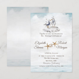 Waterverf Seagulls in Love Beach Weddenschap Kaart